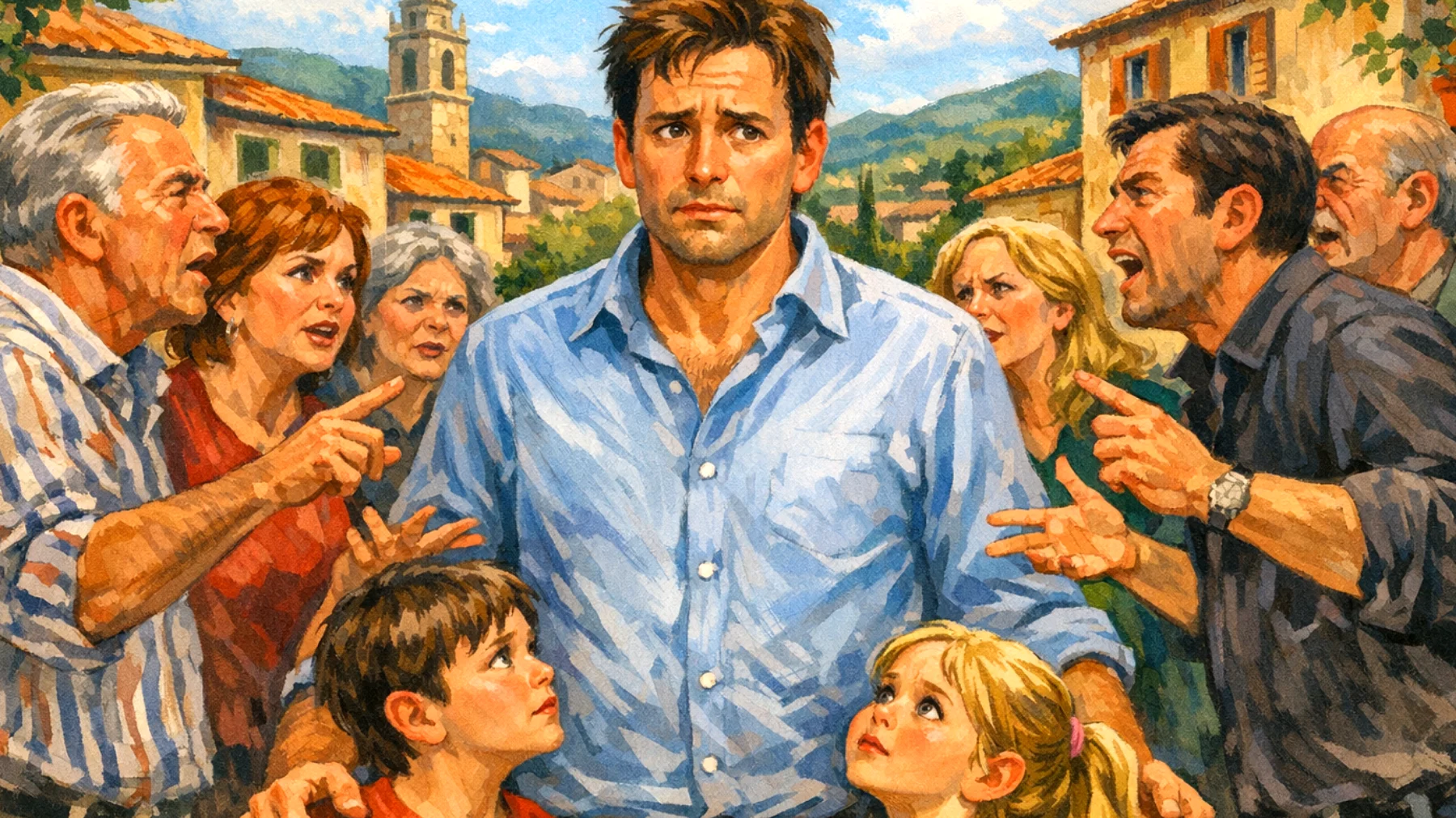 Un papà si trova in difficoltà nel gestire i propri bambini a causa di conflitti costanti con la famiglia allargata (ex moglie, suoceri, nuova compagna) che portano messaggi educativi contraddittori, minando la sua autorevolezza genitoriale e creando confusione nei figli piccoli."